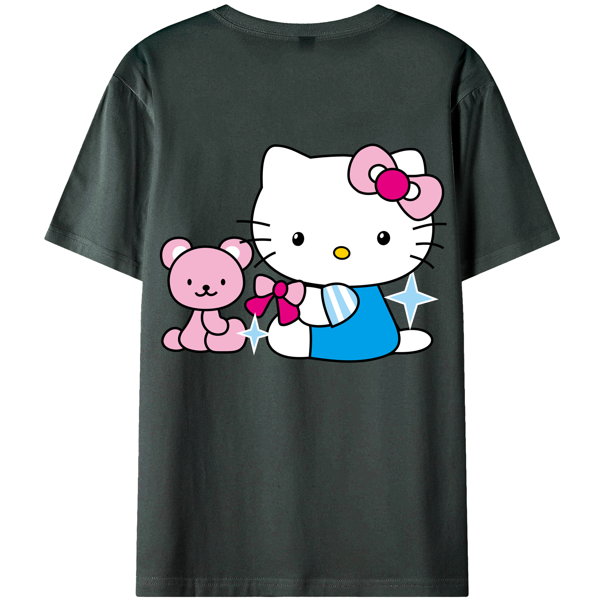 （画像用） Hello Kitty ハローキティ 綿100％ メンズ半袖Tシャツ（バックプリント） 通気性